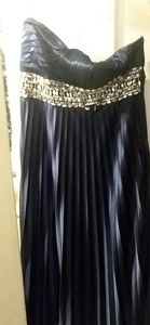 Navy Satin Prom Dress